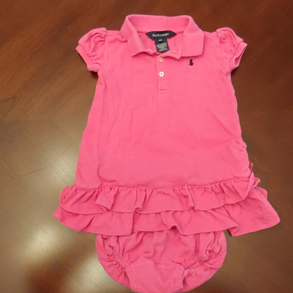 Pink Ralph Lauren polo dress and bloomers 18m